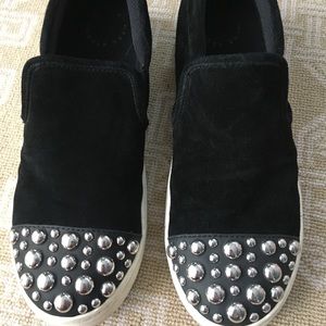 Marc by Marc Jacobs suede studded slip ons